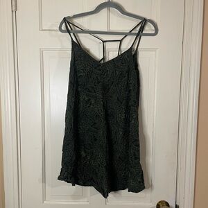 ABERCROMBIE & FITCH Boho Paisley Aline Mini Dress S Green Black Strappy Cut Out
